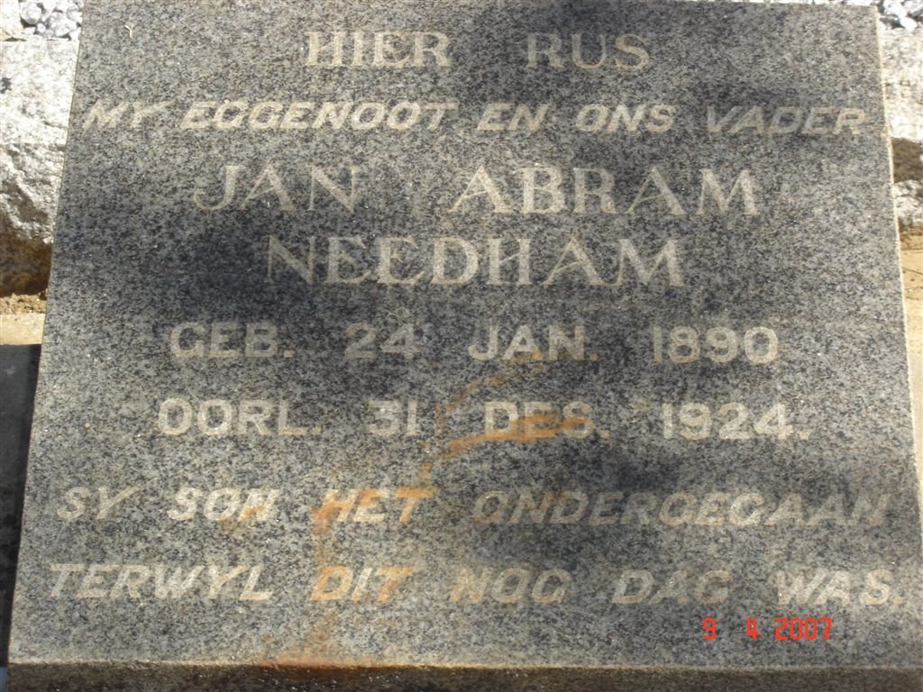 NEEDHAM Jan Abram 1890-1924