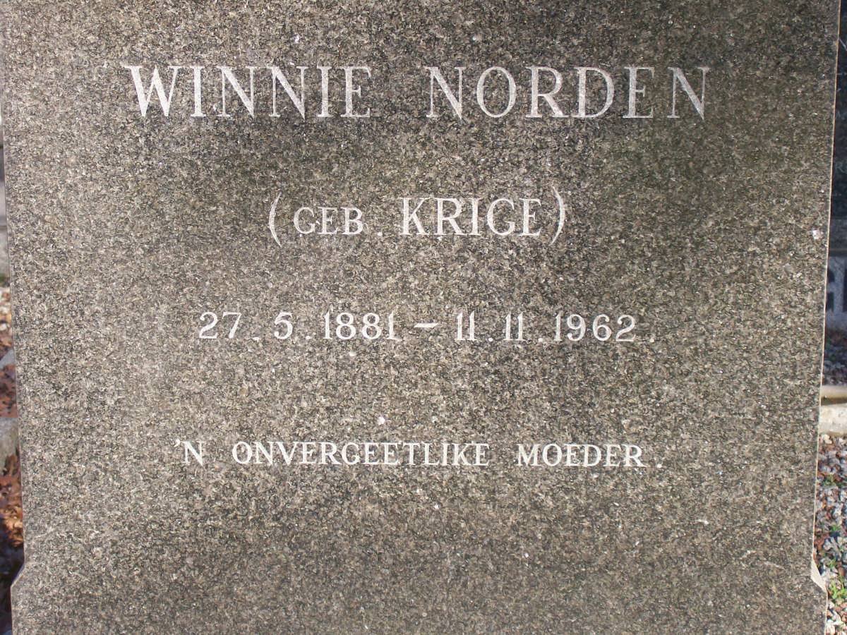 NORDEN Winnie nee KRIGE 1881-1962