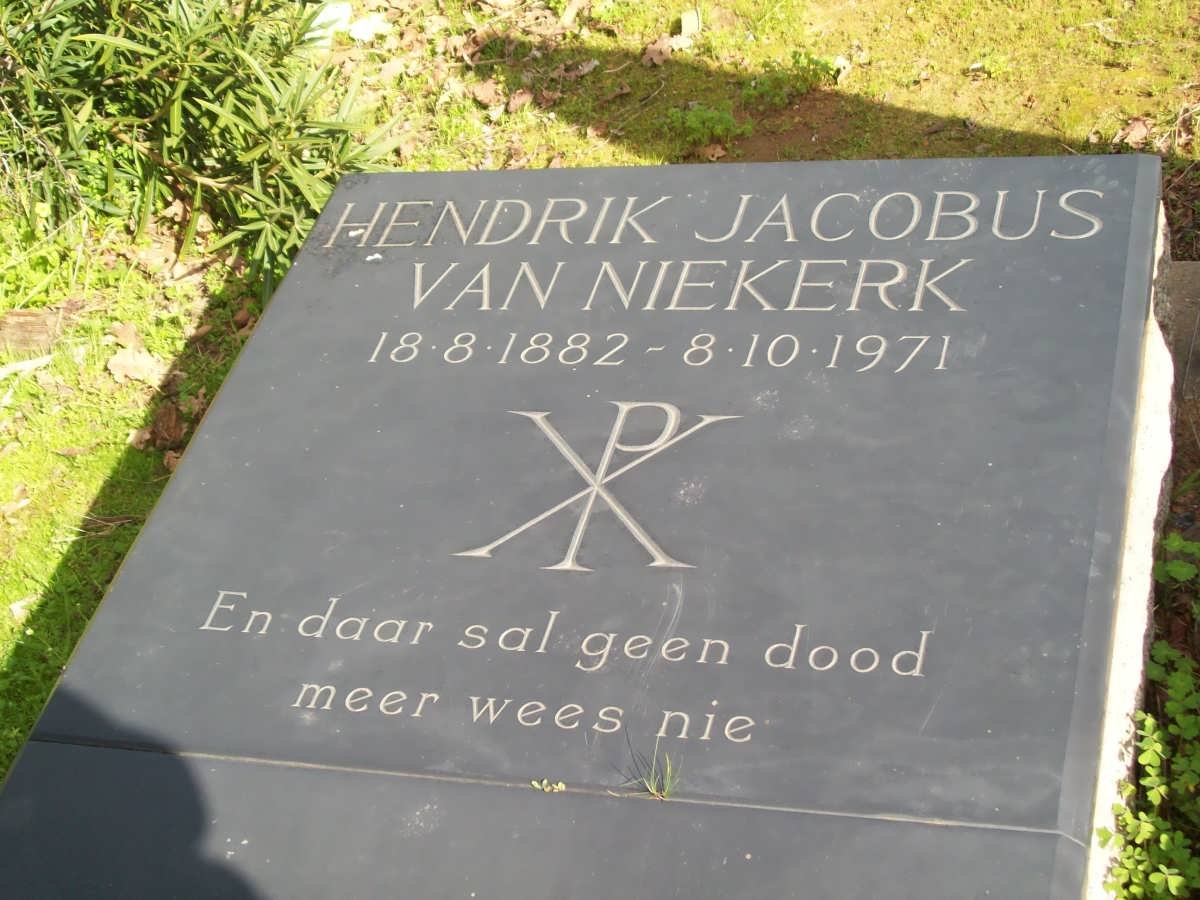 NIEKERK Hendrik Jacobus, van 1882-1971