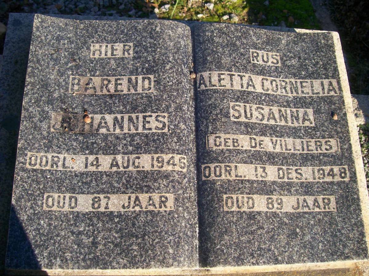 NIEKERK Barend Johannes, van -1946 &amp; Aletta Cornelia Susanna DE VILLIERS -1948