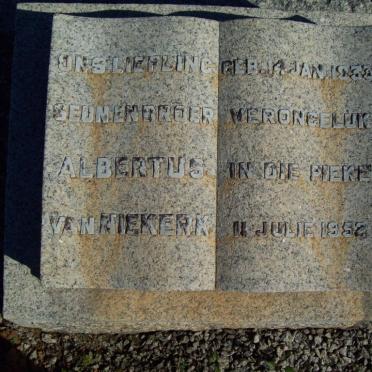 NIEKERK Albertus, van -1952