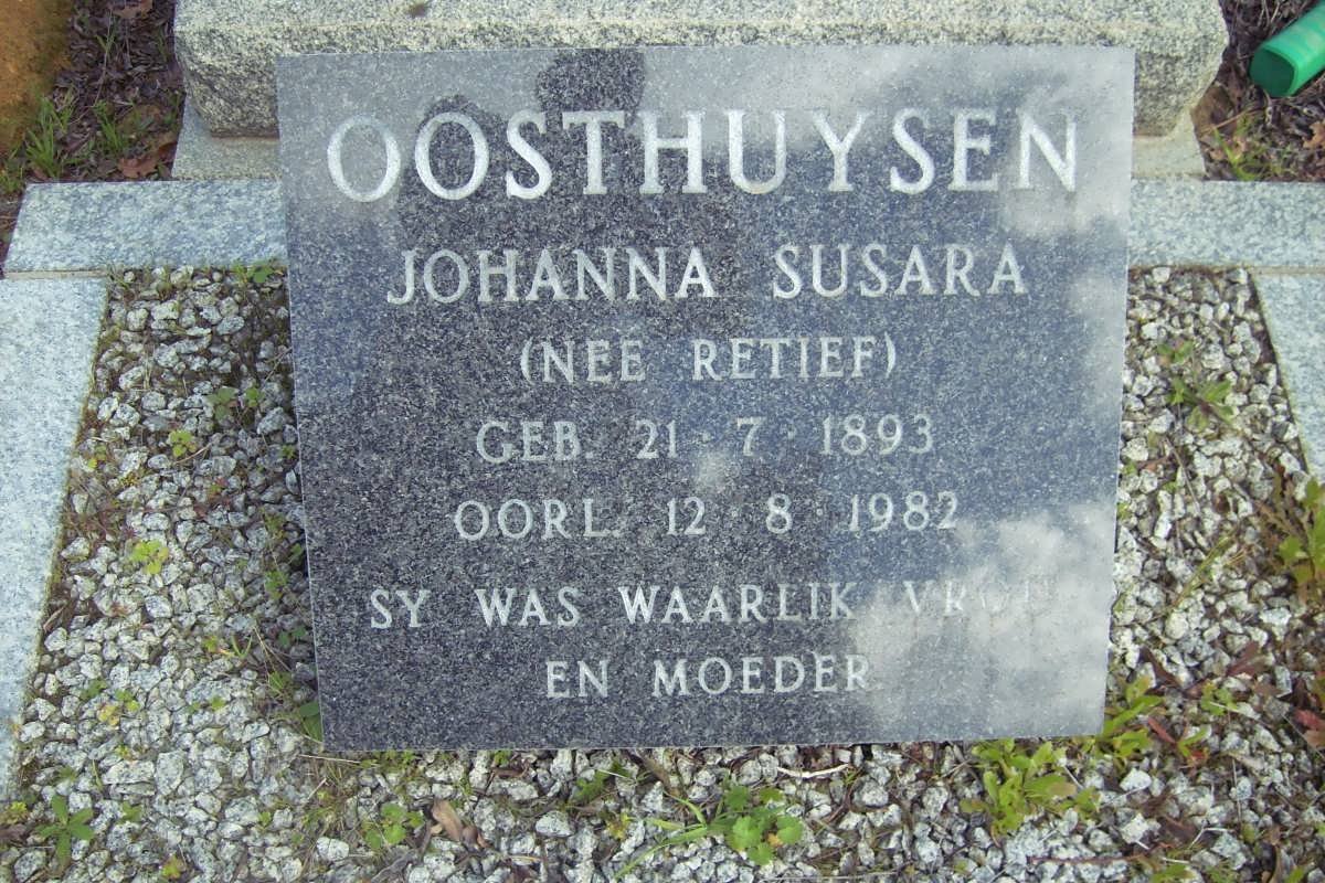OOSTHUYSEN Johanna Susara nee RETIEF 1893-1982