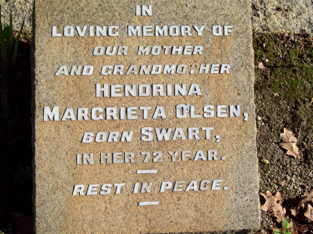 OLSEN Hendrina Margrieta nee SWART