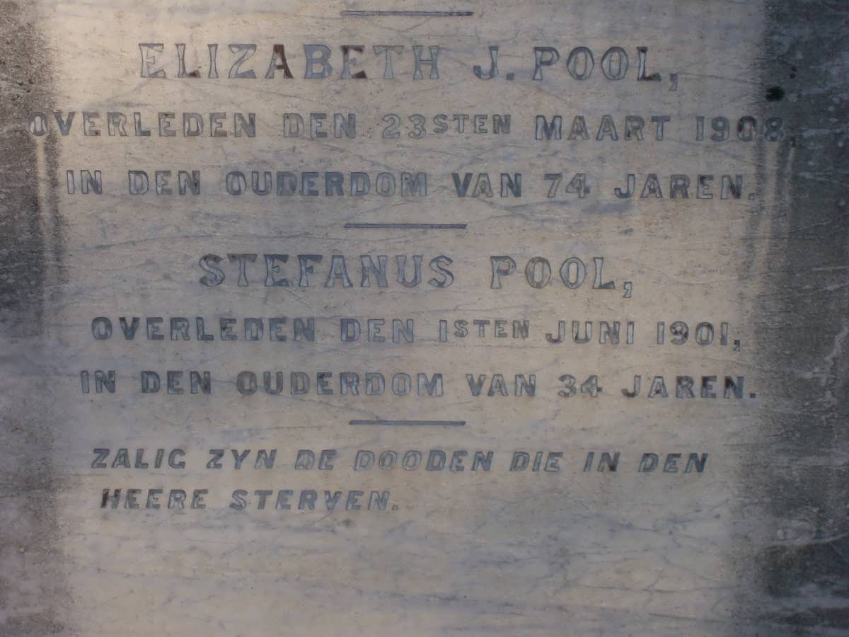 POOL Stefanus -1901 :: POOL Elizabeth J. -1908
