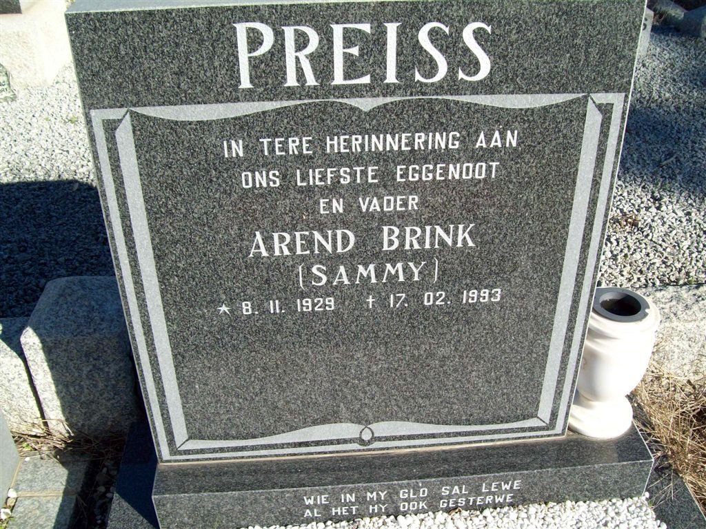 PREISS Arend Brink 1929-1993