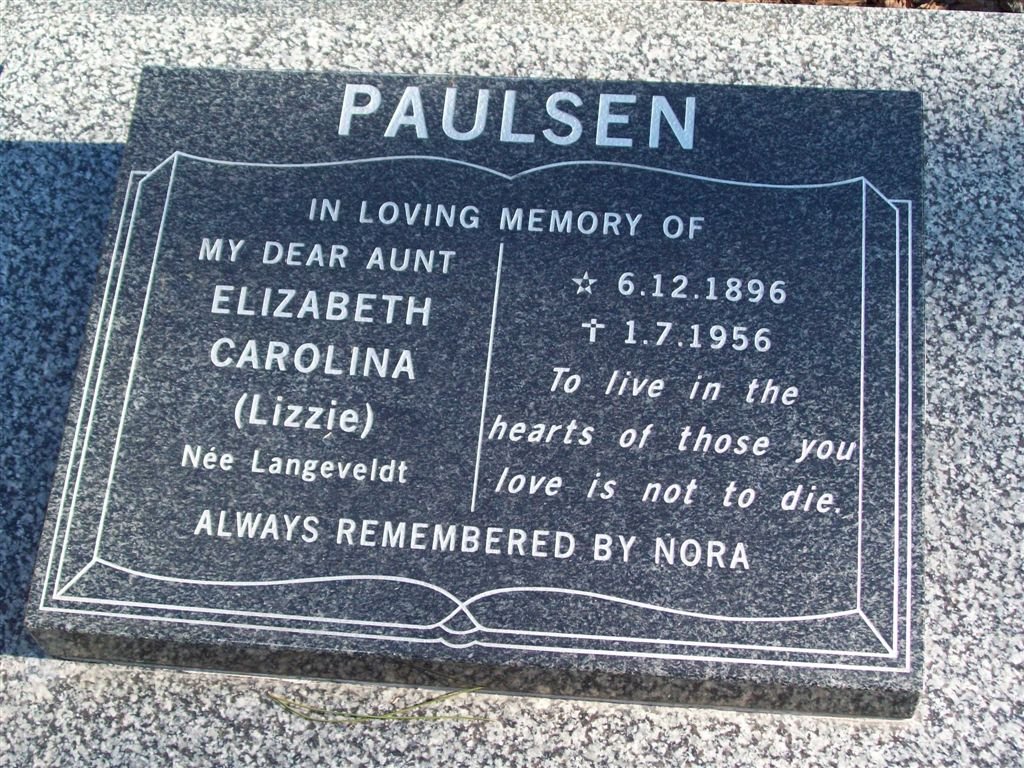 PAULSEN Elizabeth Carolina nee LANGEVELDT 1896-1956