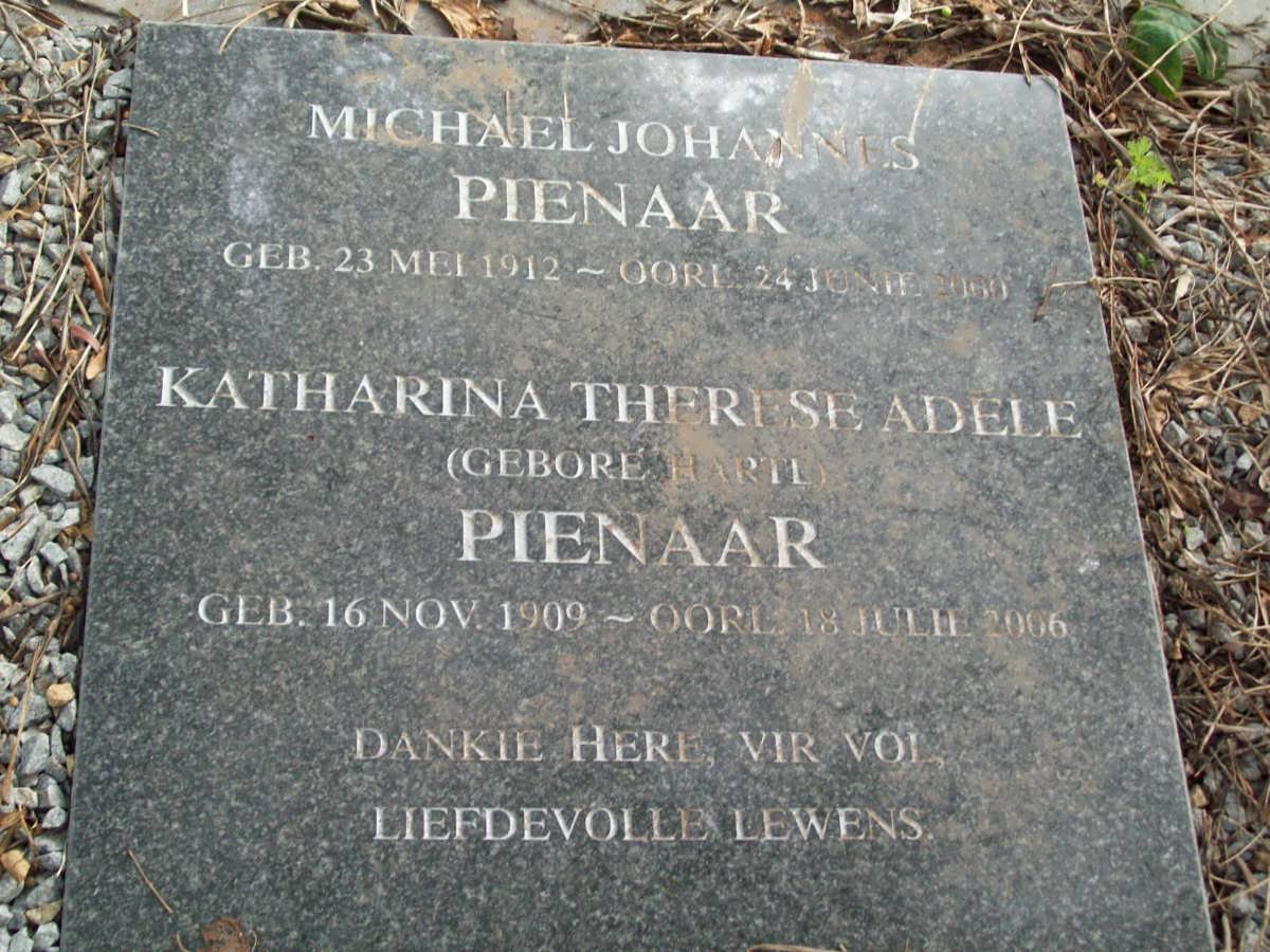 PIENAAR Michael Johannes 1912-2000 &amp; Katharina Therese Adele HARTL 1909-2006