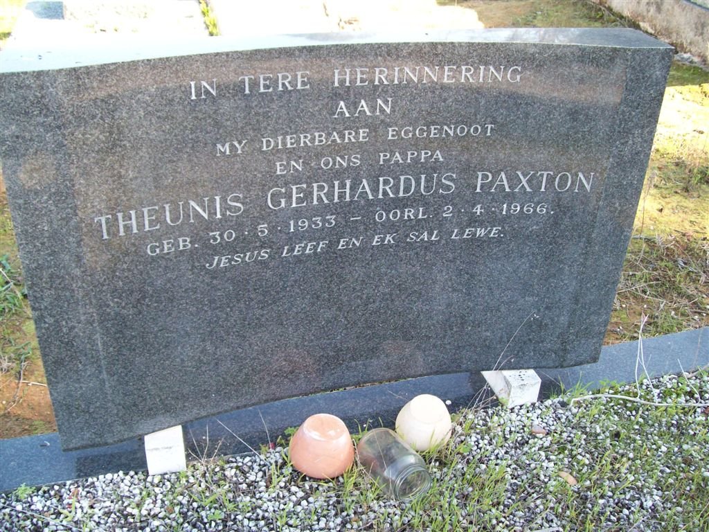 PAXTON Theunis Gerhardus 1933-1966