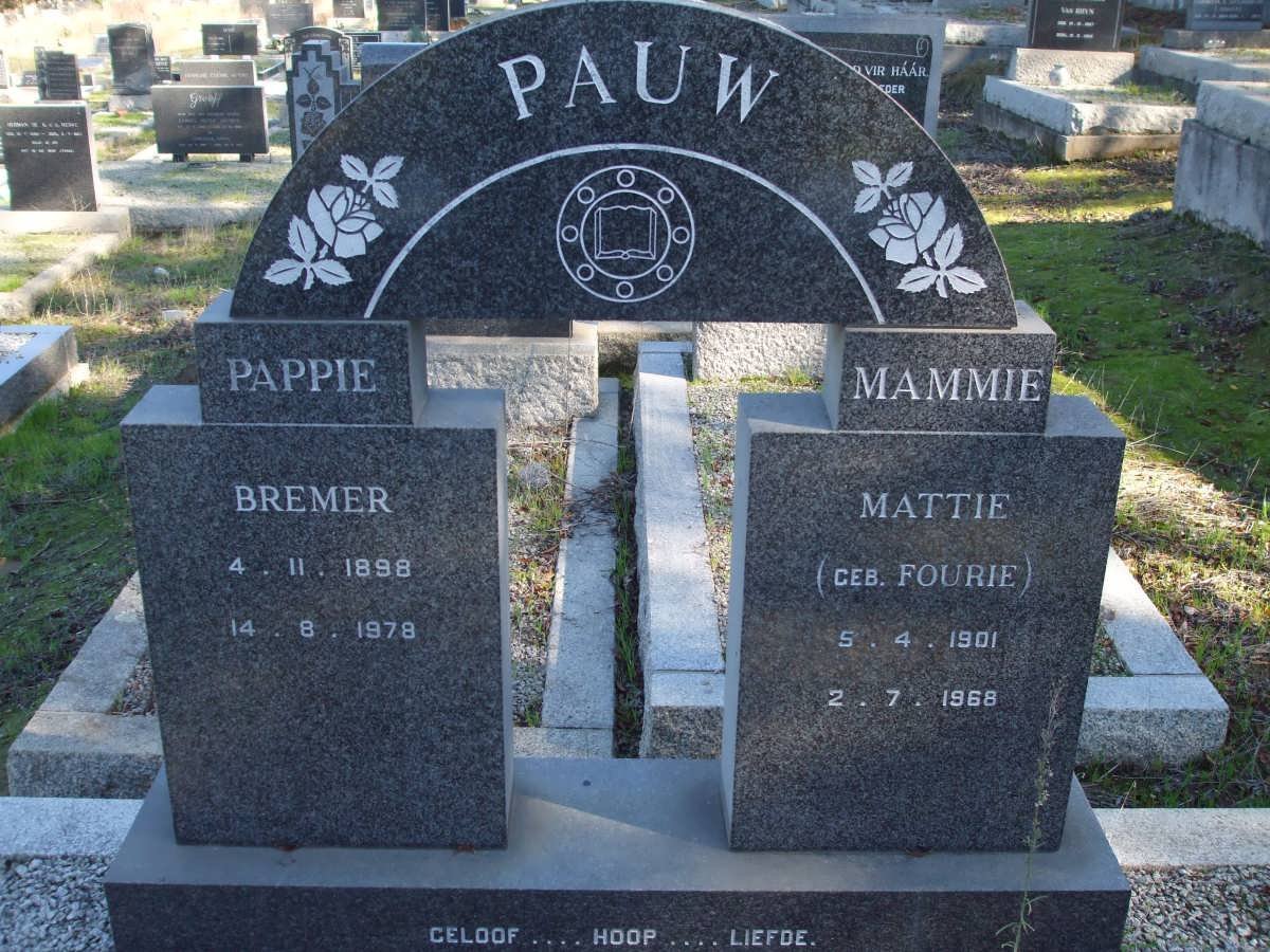 PAUW Bremer 1898-1979 &amp; Mattie FOURIE 1901-1968