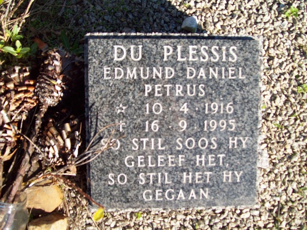 PLESSIS Edmund Daniel Petrus, du 1916-1995