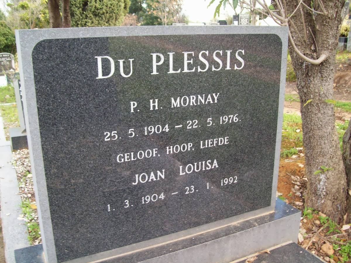 PLESSIS P.H. Mornay, du 1904-1976 &amp; Joan Louisa 1904-1992