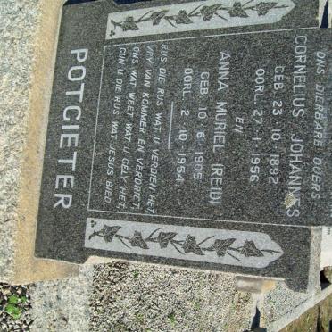POTGIETER Cornelius Johannes 1892-1956 &amp; Anna Muriel 1905-1954
