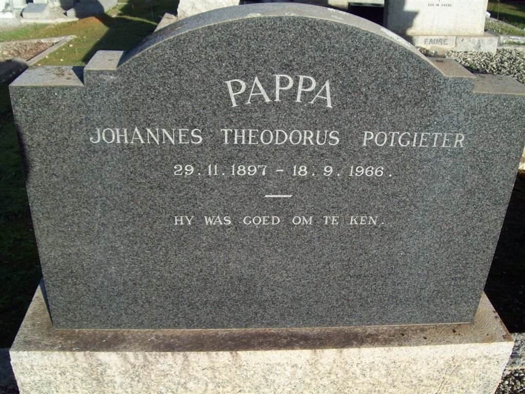 POTGIETER Johannes Theodorus 1897-1966