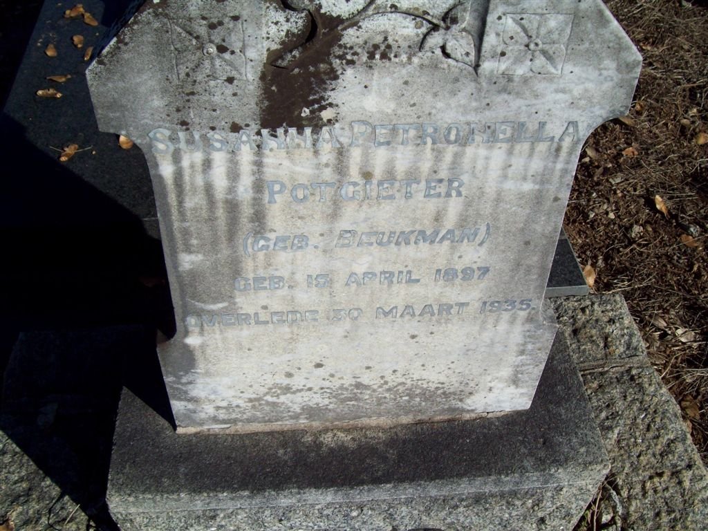 POTGIETER Susanna Petronella nee BEUKMAN 1897-1935
