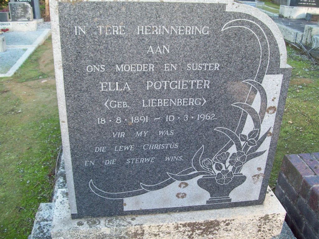 POTGIETER Ella nee LIEBENBERG 1891-1962
