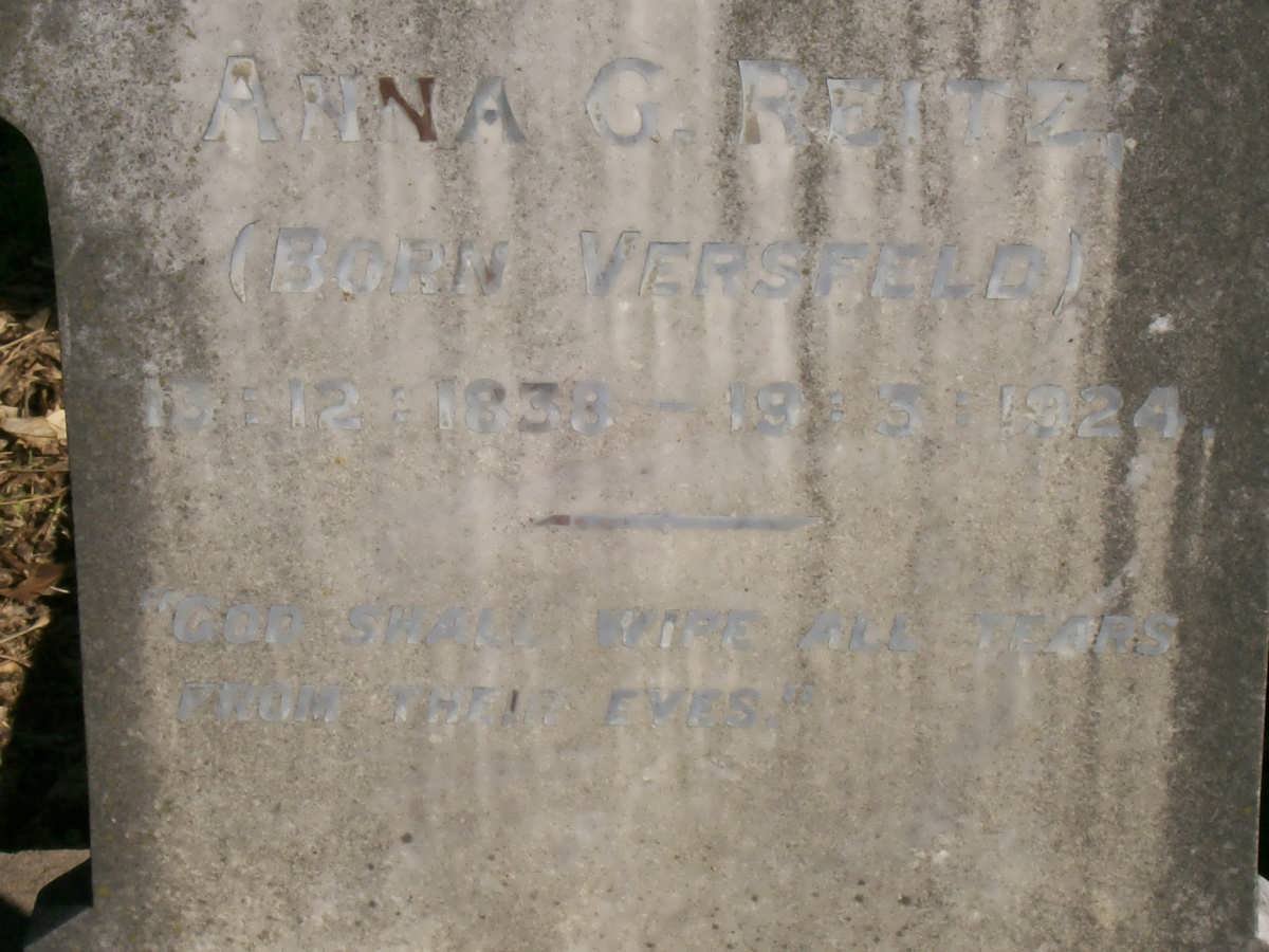 REITZ Anna G. nee VERSFELD 1838-1924