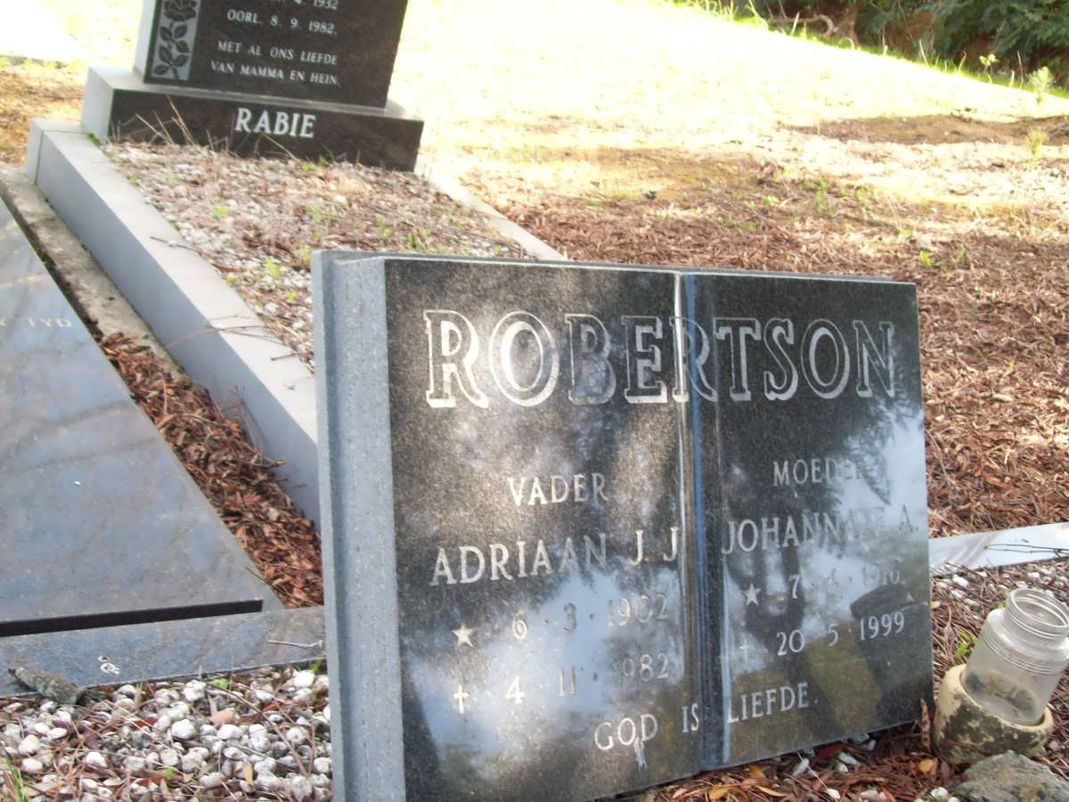 ROBERTSON Adriaan J.J. 1902-1982 &amp; Johanna ? A. 1916-1999