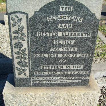 RETIEF Stephen -1947 &amp; Hester Elizabeth SMITH -1948