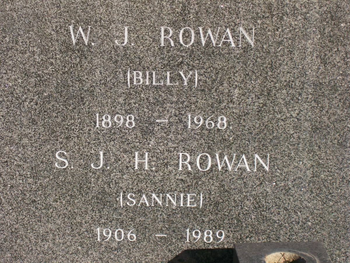 ROWAN W.J. 1898-1968 &amp; S.J.H. 1906-1989