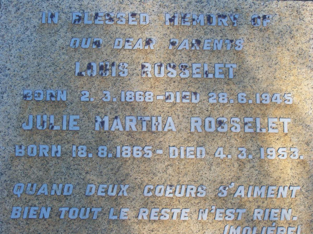 ROSSELET Louis 1868-1945 &amp; Julie Martha 1865-1953