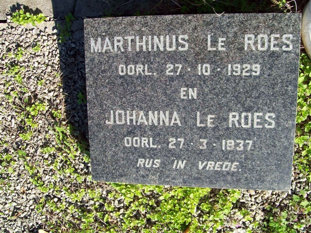 ROES Marthinus, le -1929 &amp; Johanna -1937