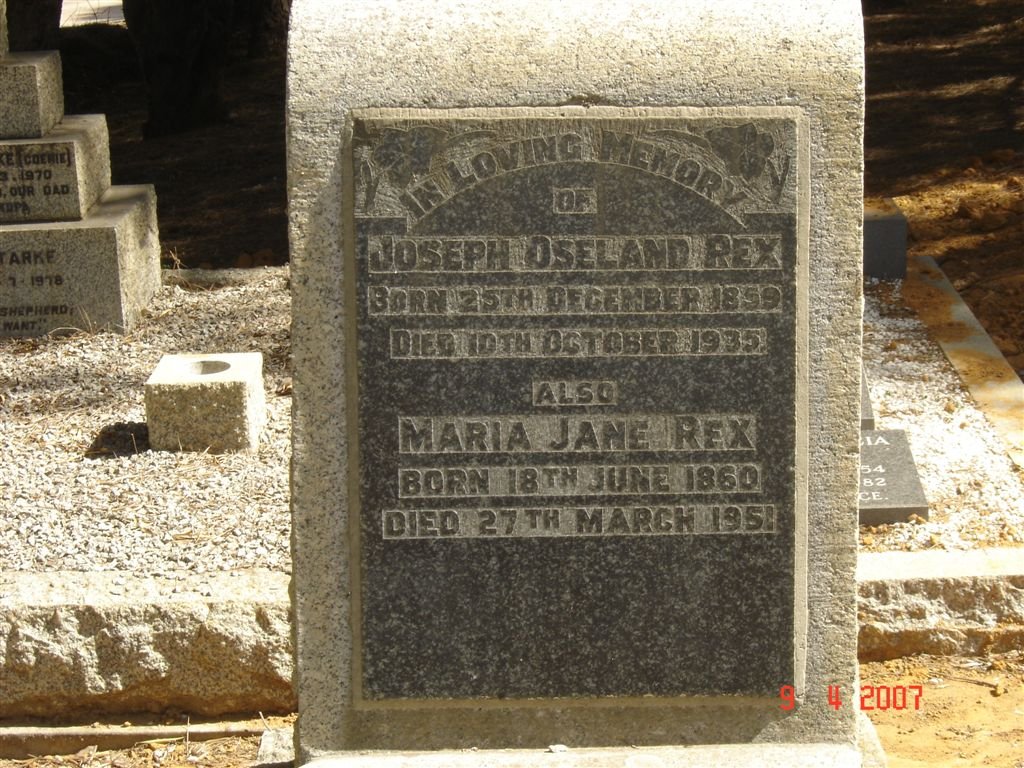 REX Joseph Oseland 1859-1935 &amp; Maria Jane 1860-1951