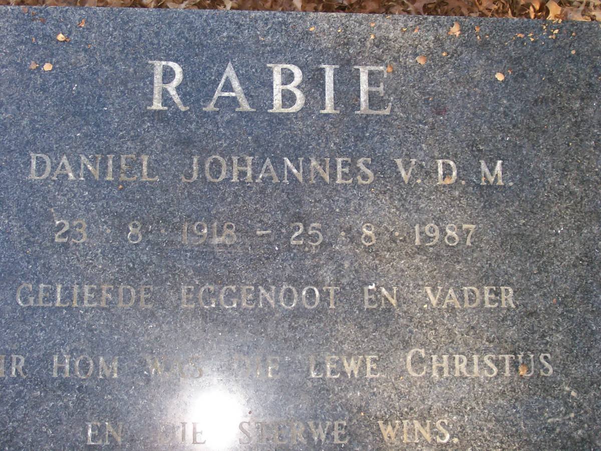 RABIE Daniel Johannes v.d.M. 1918-1987
