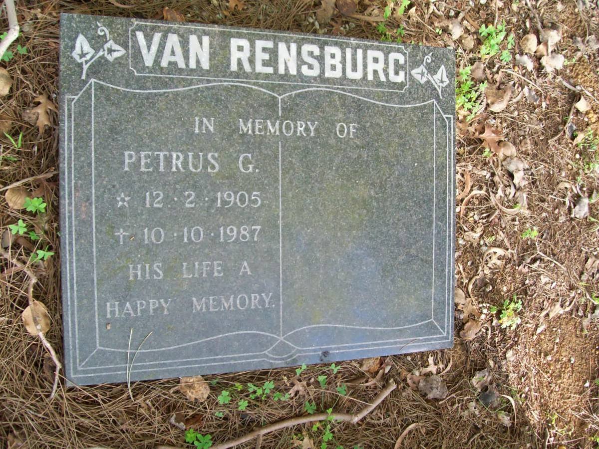 RENSBURG Petrus G., van 1905-1987