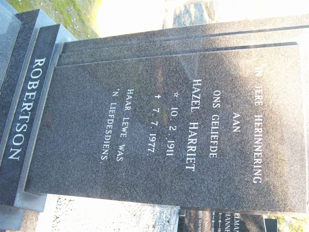 ROBERTSON Hazel Harriet 1911-1977