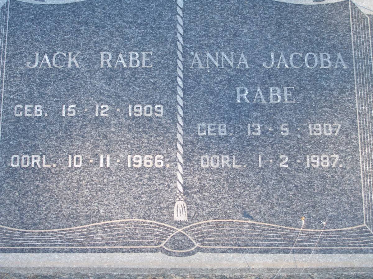 RABE Jack 1909-1966 &amp; Anna Jacoba 1907-1987