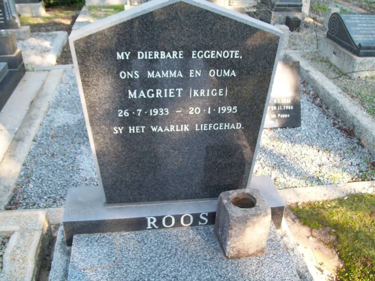 ROOS Magriet nee KRIGE 1933-1995