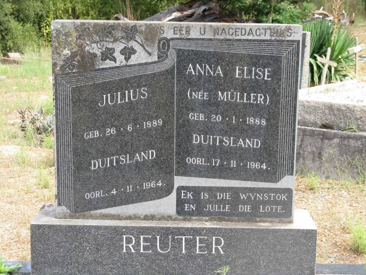 REUTER Julius 1889-1964 &amp; Anna Elise MULLER 1888-1964