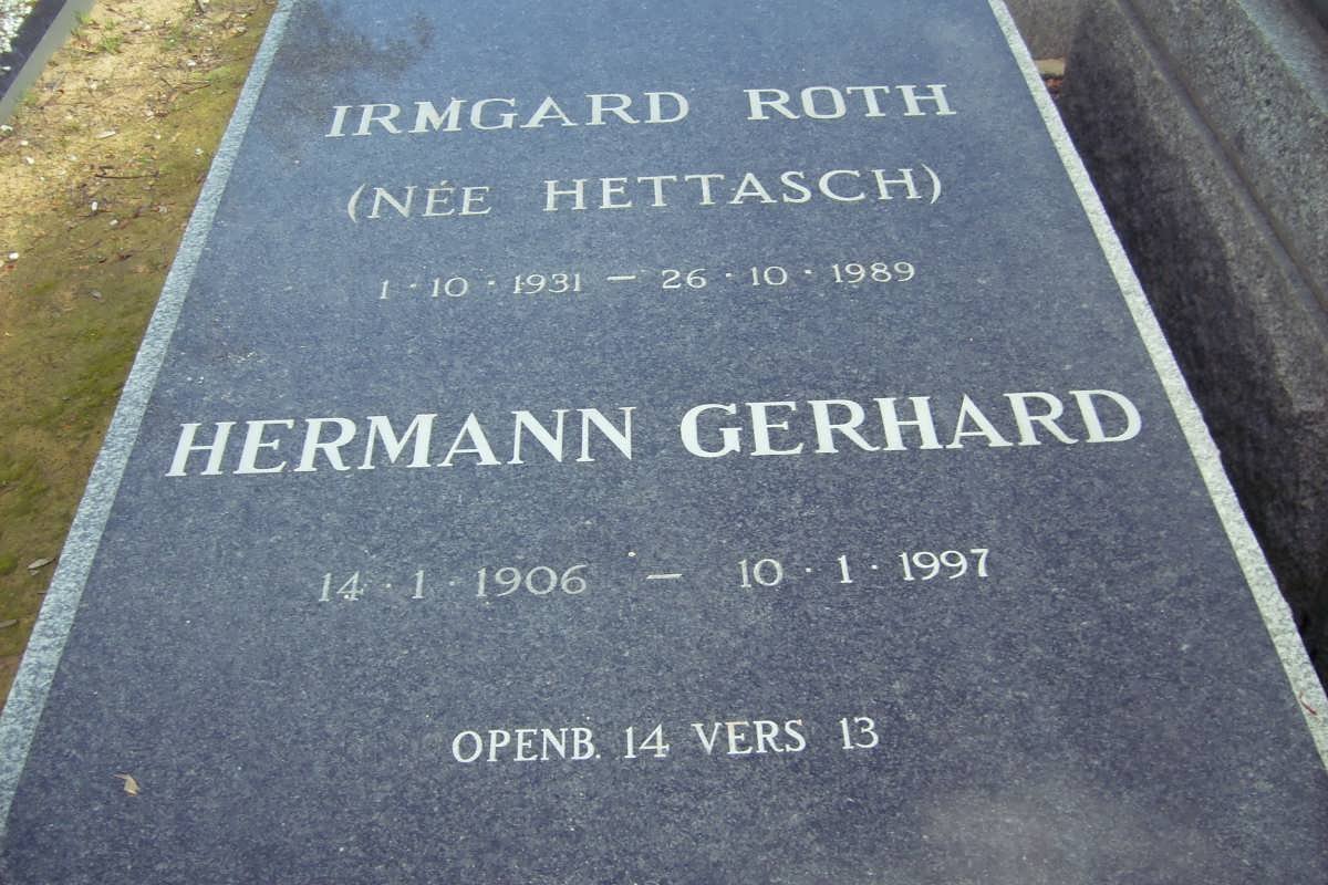 ROTH Hermann Gerhard 1906-1997 &amp; Irmgard HETTASCH 1931-1989