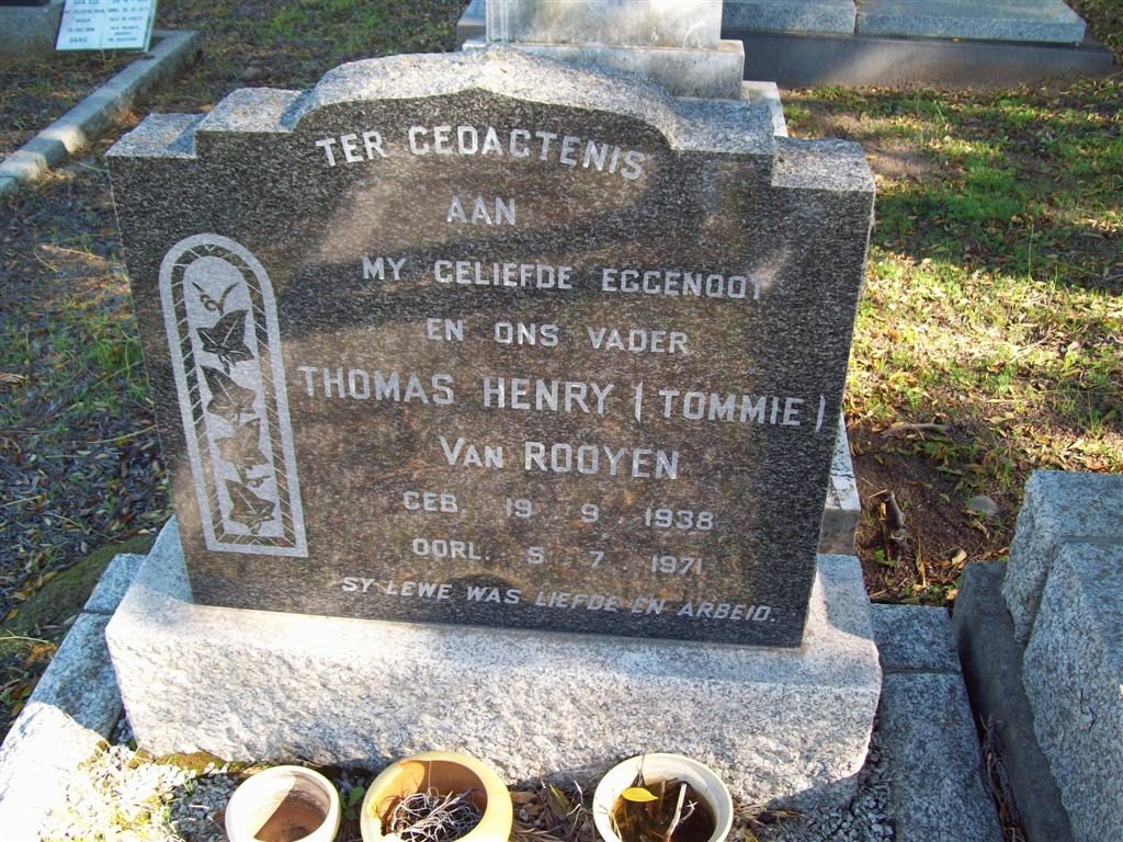 ROOYEN Thomas Henry, van 1938-1971