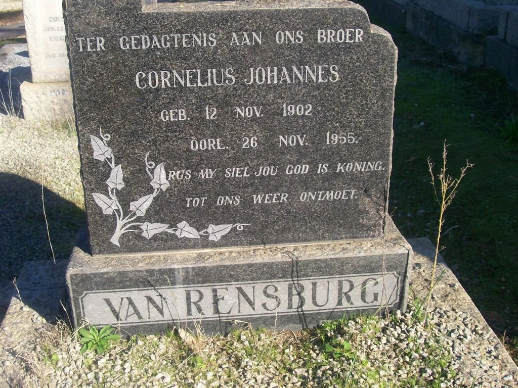 RENSBURG Cornelius Johannes, van 1902-1955