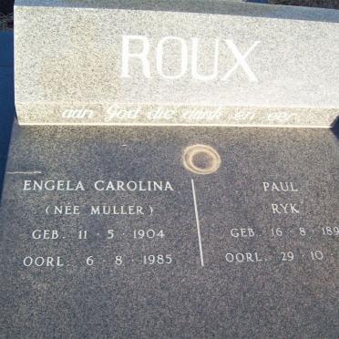 ROUX Paul Ryk 1896-1991 &amp; Engela Carolina MULLER 1904-1985