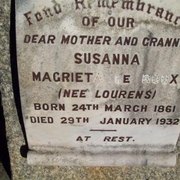 ROUX Susanna Magrieta, le nee LOURENS 1861-1932