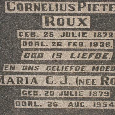 ROUX Cornelius Pieter 1872-1936 &amp; Maria C.J. ROUX 1879-1954