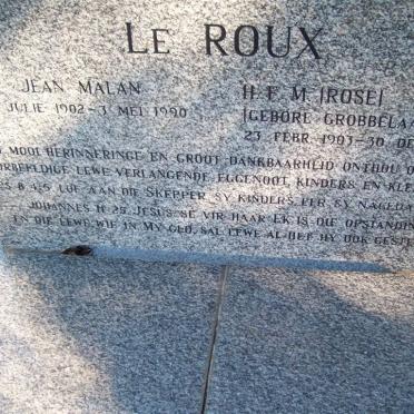 ROUX Jean Malan, le 1902-1990 &amp; H.F.M. GROBBELAAR 1903-1971