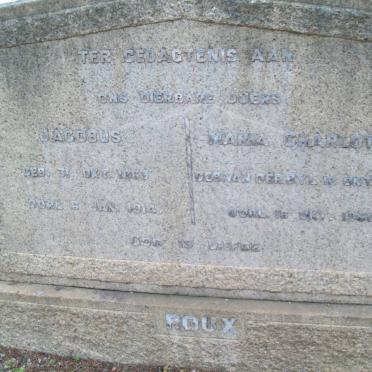ROUX Jacobus 1863-1914 &amp; Maria Charlotte VAN DE BYL 1866-1950