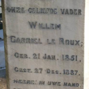 ROUX Willem Gabriel, le 1851-1887 &amp; Johanna Cornelia BURNARD -1928