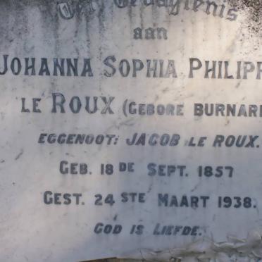 ROUX Johanna Sophia Philippina, le nee BURNARD 1857-1938