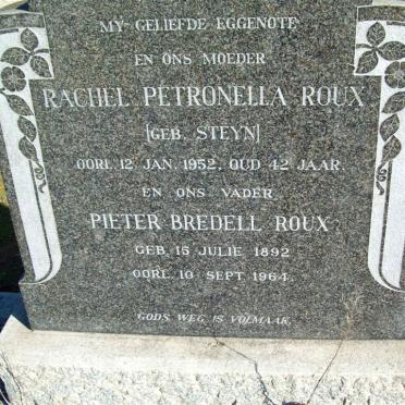 ROUX Pieter Bredell 1892-1964 &amp; Rachel Petronella STEYN -1952