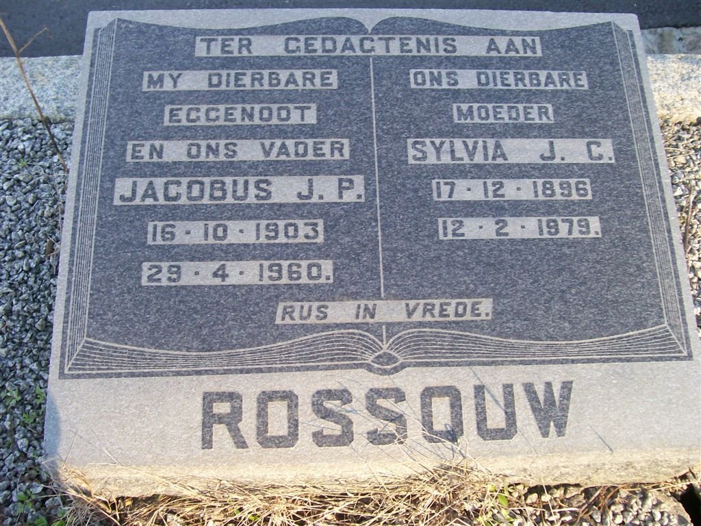 ROSSOUW Jacobus J.P. 1903-1960 &amp; Sylvia J.C. 1896-1979