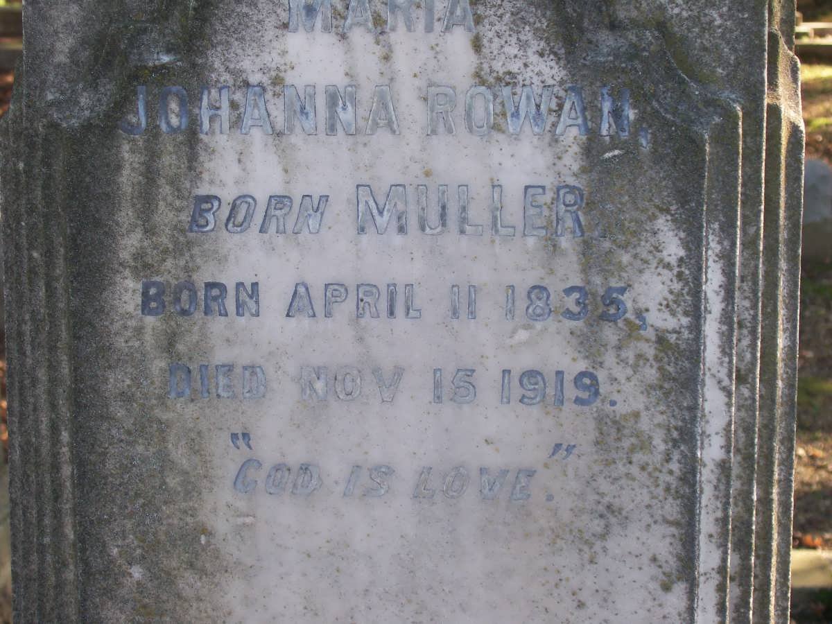ROWAN A.N. 1827-1893 &amp; Maria Johanna MULLER 1835-1919