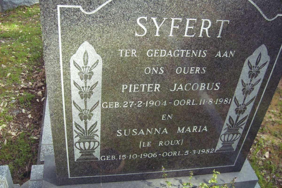 SYFERT Pieter Jacobus 1904-1981 &amp; Susanna Maria LE ROUX 1906-1982