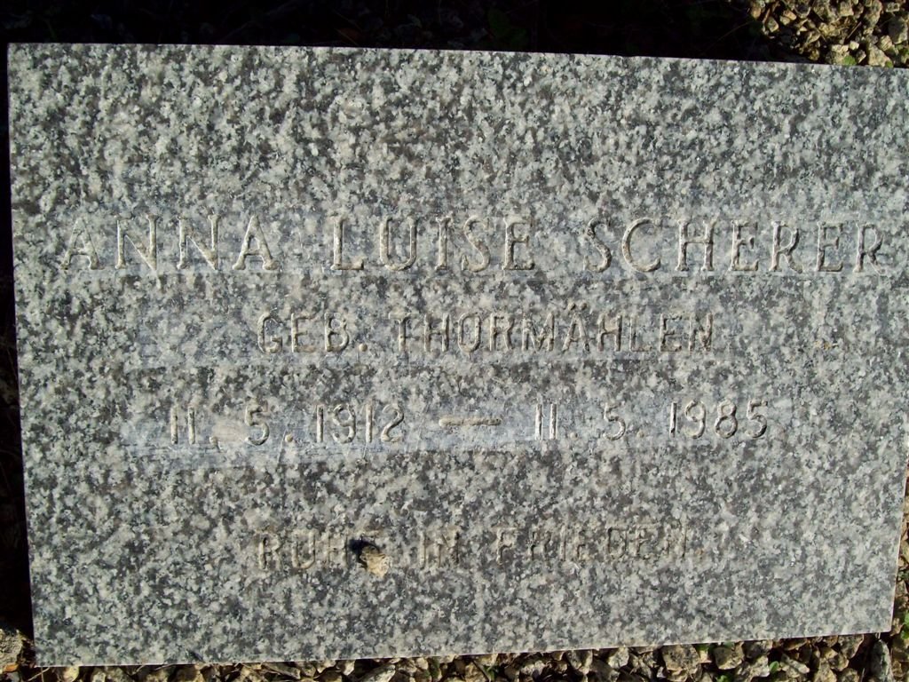 SCHERER Anna Luise nee THORMAHLEN 1912-1985