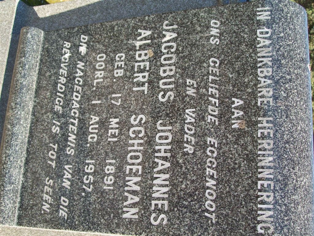 SCHOEMAN Jacobus Johannes Albert 1891-1957