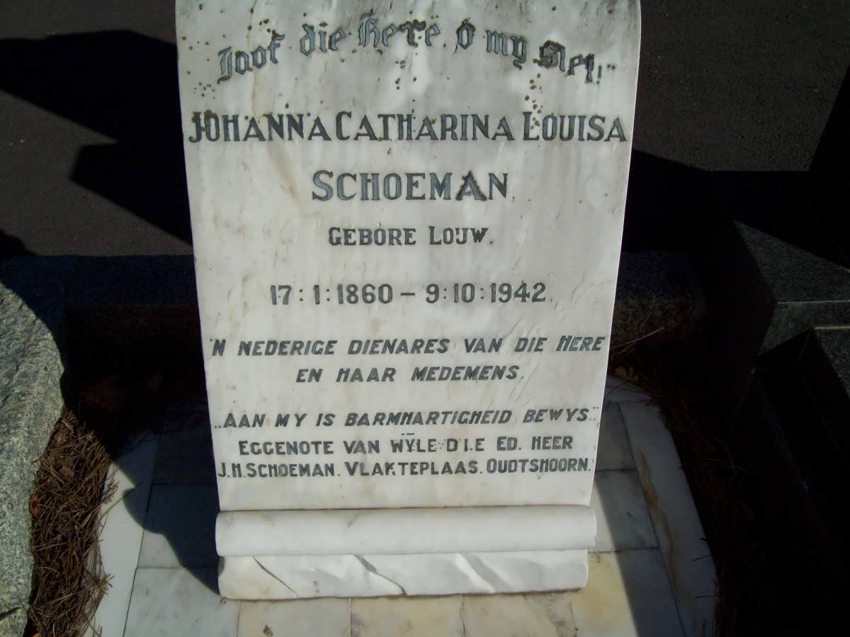 SCHOEMAN Johanna Catharina Louisa nee LOUW 1860-1942