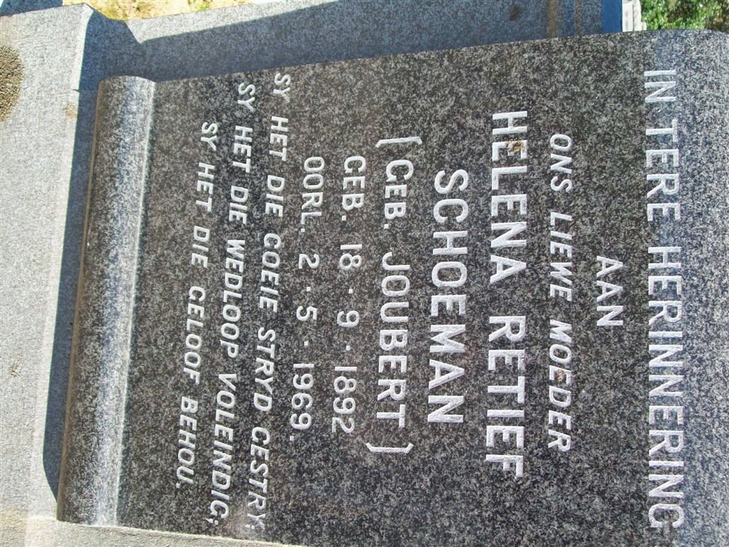 SCHOEMAN Helena Retief nee JOUBERT 1892-1969